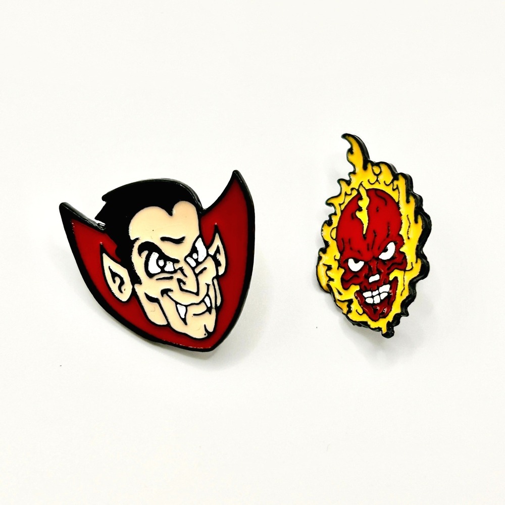 Dracula Ghost Rider Enamel Pin Set Unisex OS Red Black Horror Marvel Comic Goth